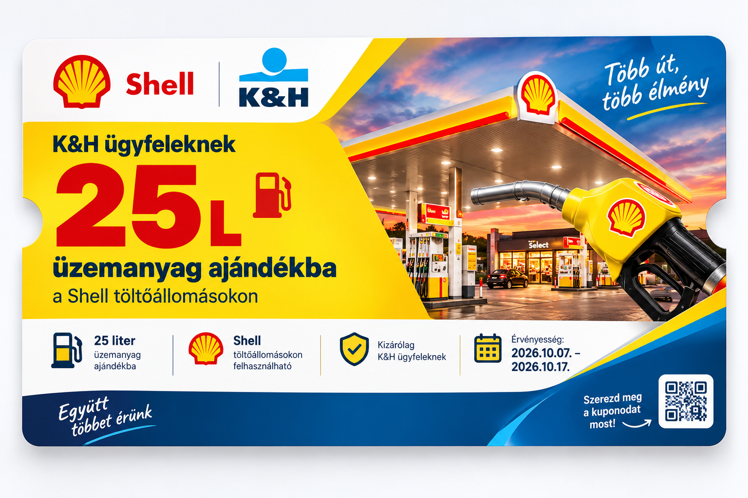 Shell × K&H — 25L Üzemanyag Kupon